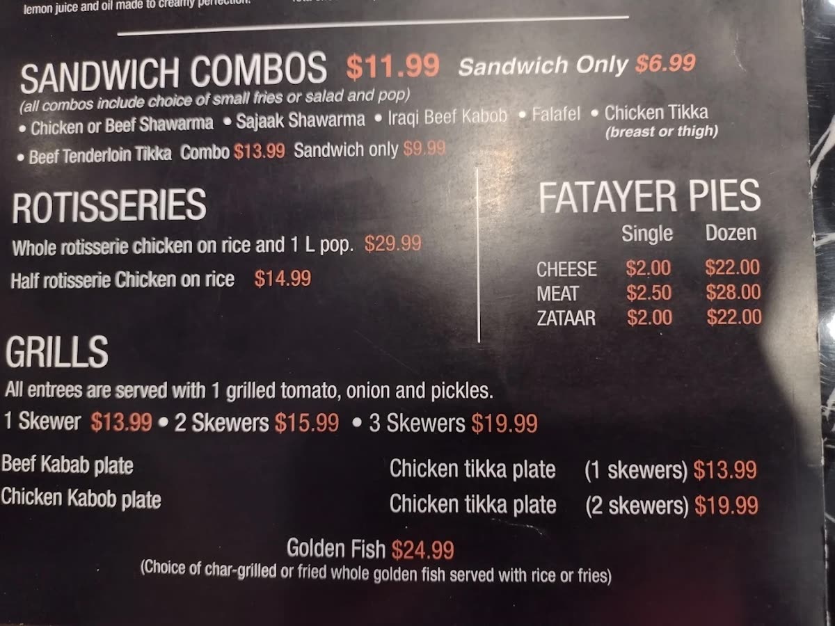 Sauvage menu, page 2